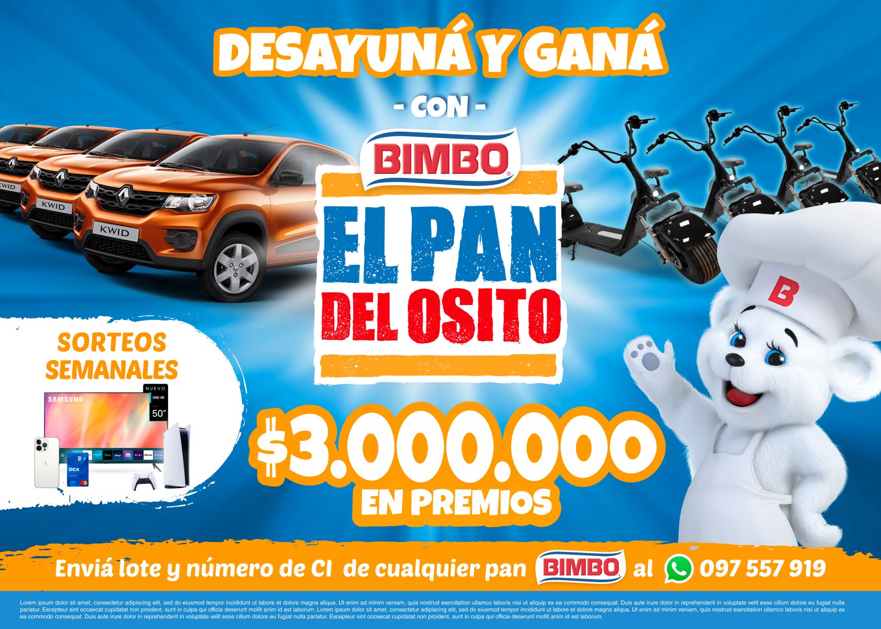 Bimbo entrega autos y motos todas las semanas con la promoción «Desayuná y ganá»
